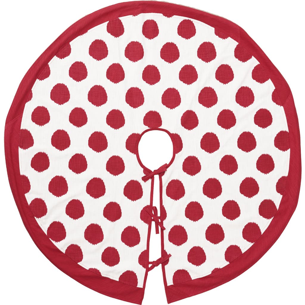 Carol & Frank Red Ruby Polka Dot 100% Cotton Christmas Tree Skirt 54" In Multi