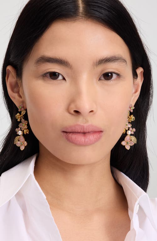 Kate Spade Gold-tone Pastel Petals Linear Earrings In Gold/pink