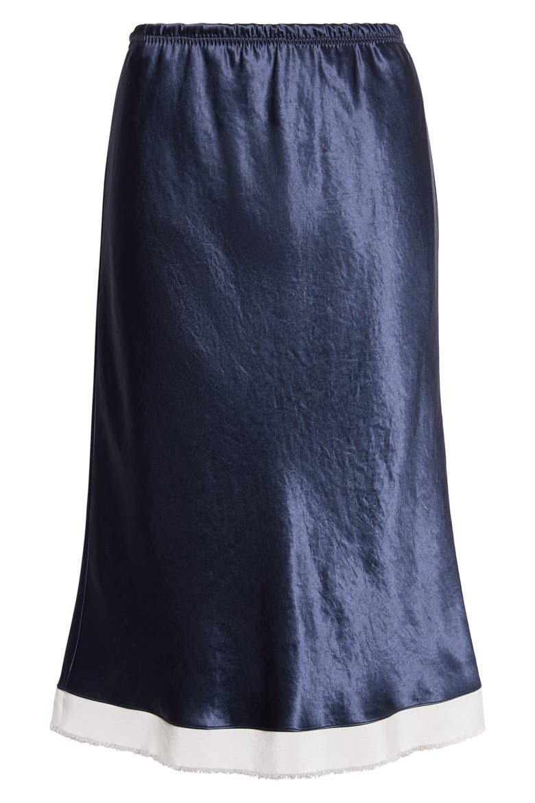 Bias Ribbon Midi Skirt, Alternate, color, NAVY