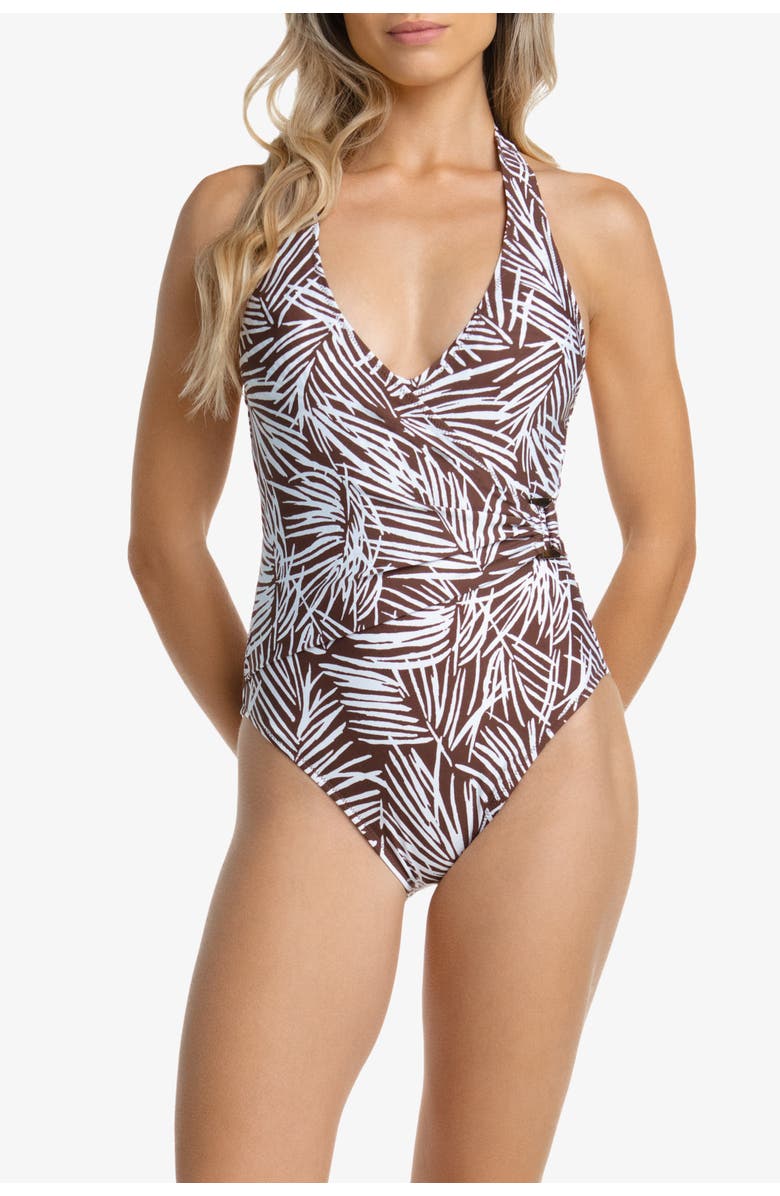HELEN JON Tortoise Wrap One-Piece, Main, color, Paradise Palm
