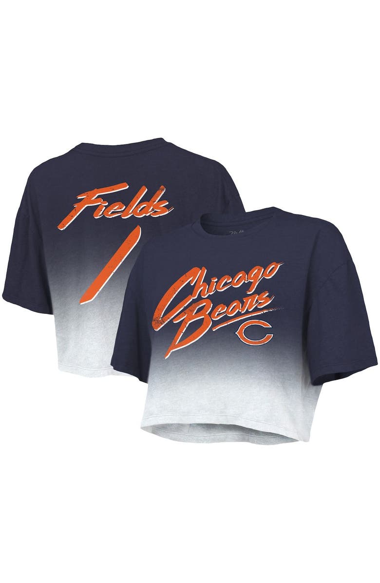 Majestic Threads Women's Majestic Threads Justin Fields Navy/White Chicago Bears Dip-Dye Player Name & Number Crop Top, Main, color, 
