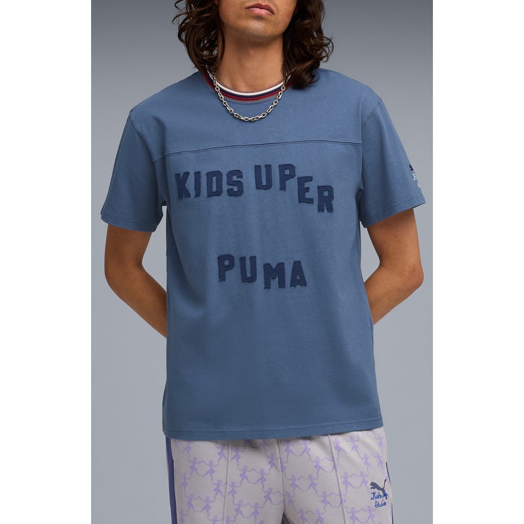 Puma X Kidsuper Mcfc Appliqué Cotton Graphic T-shirt In Blue