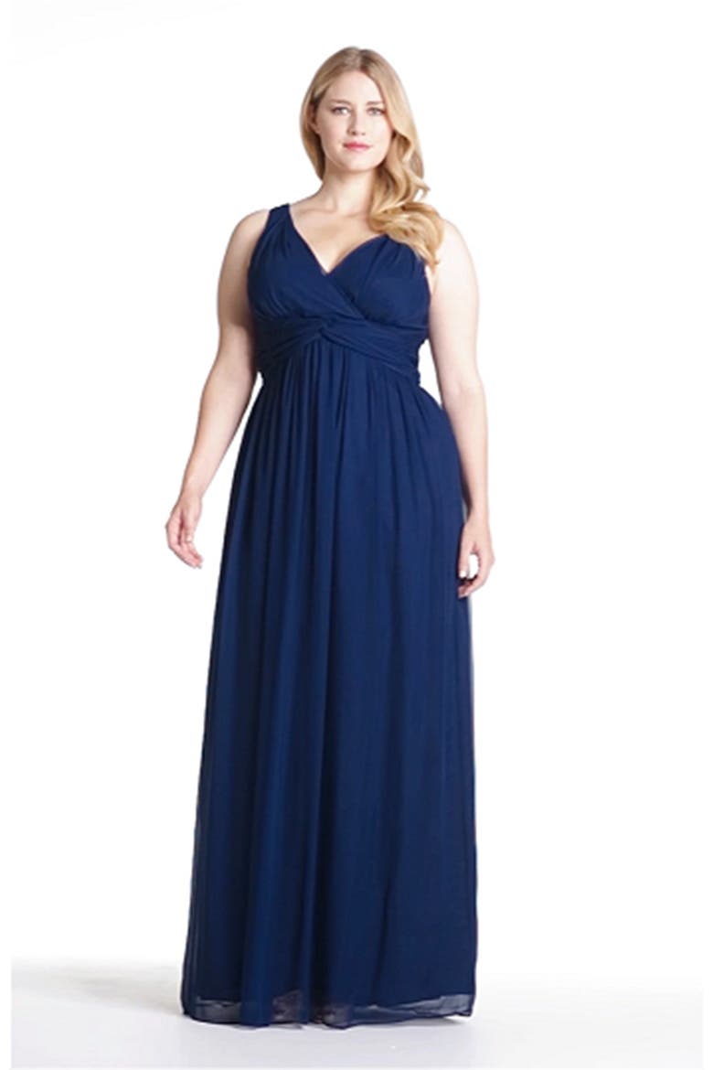 'Julie' Twist-Waist Silk Chiffon Gown, Alternate, color, MIDNIGHT