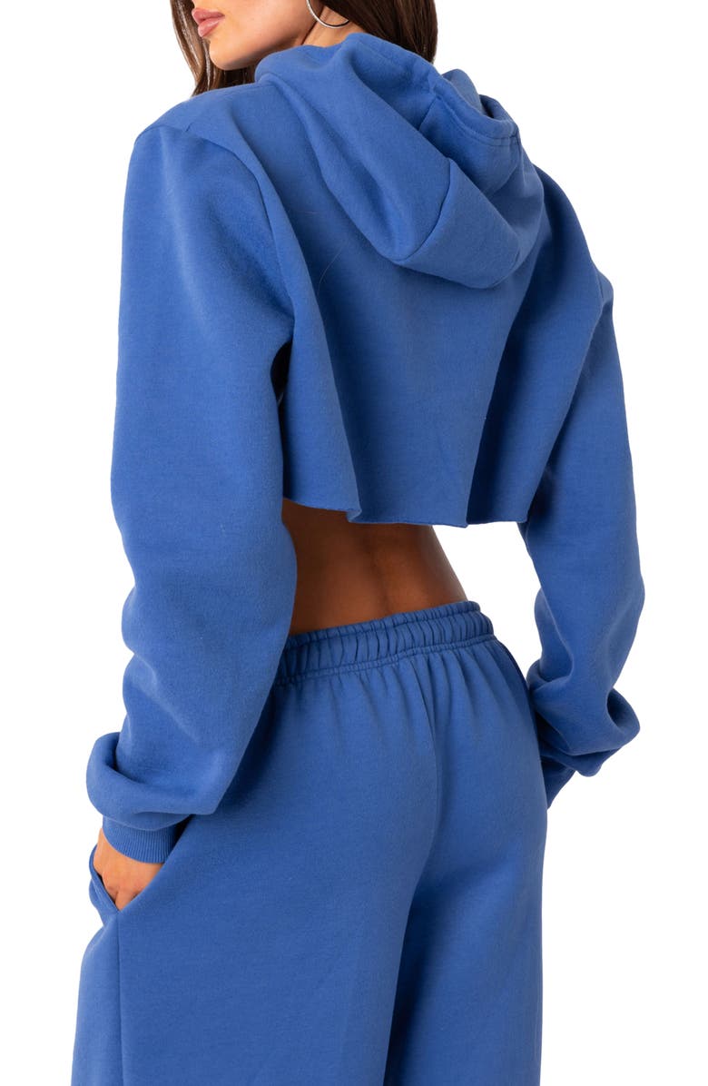 EDIKTED Brenna Crop Hoodie, Alternate, color, Blue