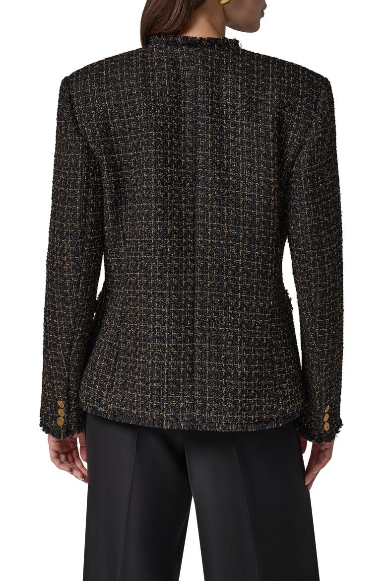 Double Breasted Collarless Jacket, Alternate, color, BLACK/ GOLD