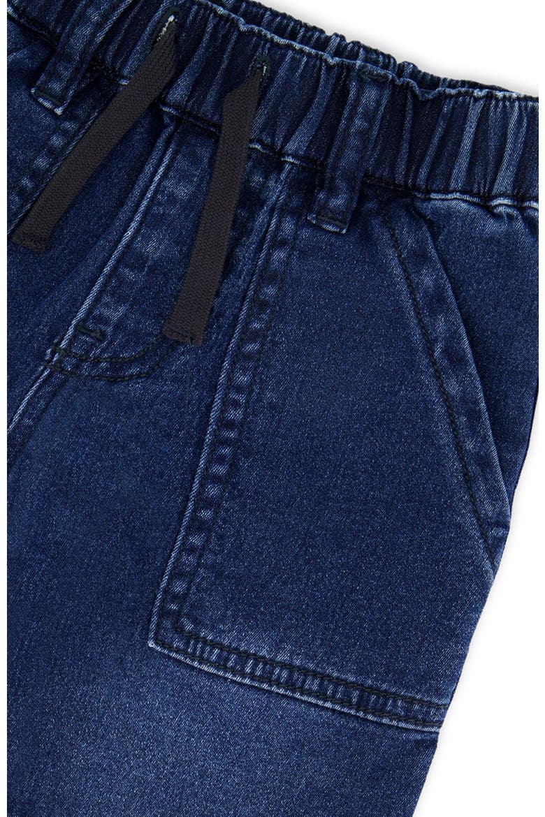 French Terry Elastic Waist Drawstring Denim Shorts, Alternate, color, Navy Blue Denim