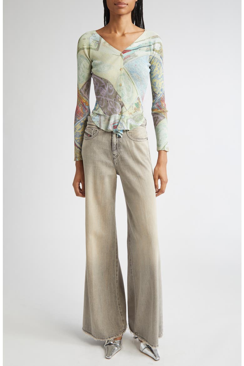 1978 D-Akemi Distressed Flare Leg Jeans, Alternate, color, GREY