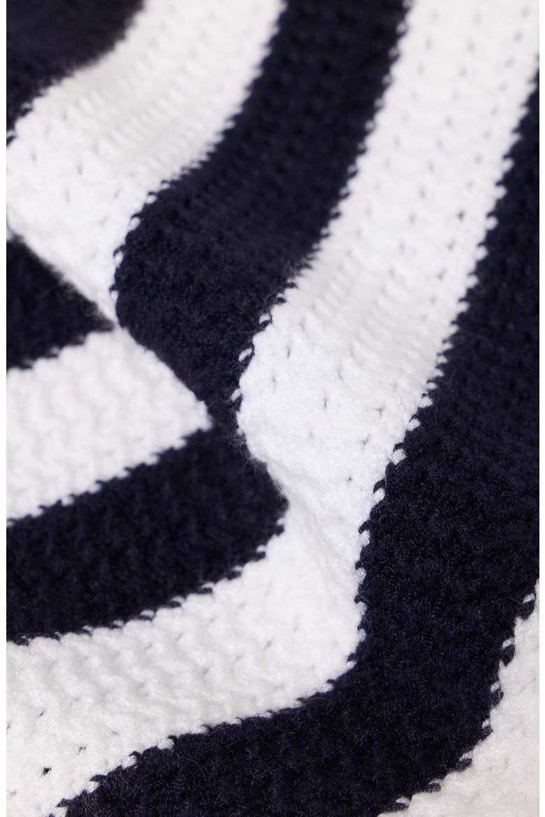 Striped knit triangle, Alternate, color, White/navy