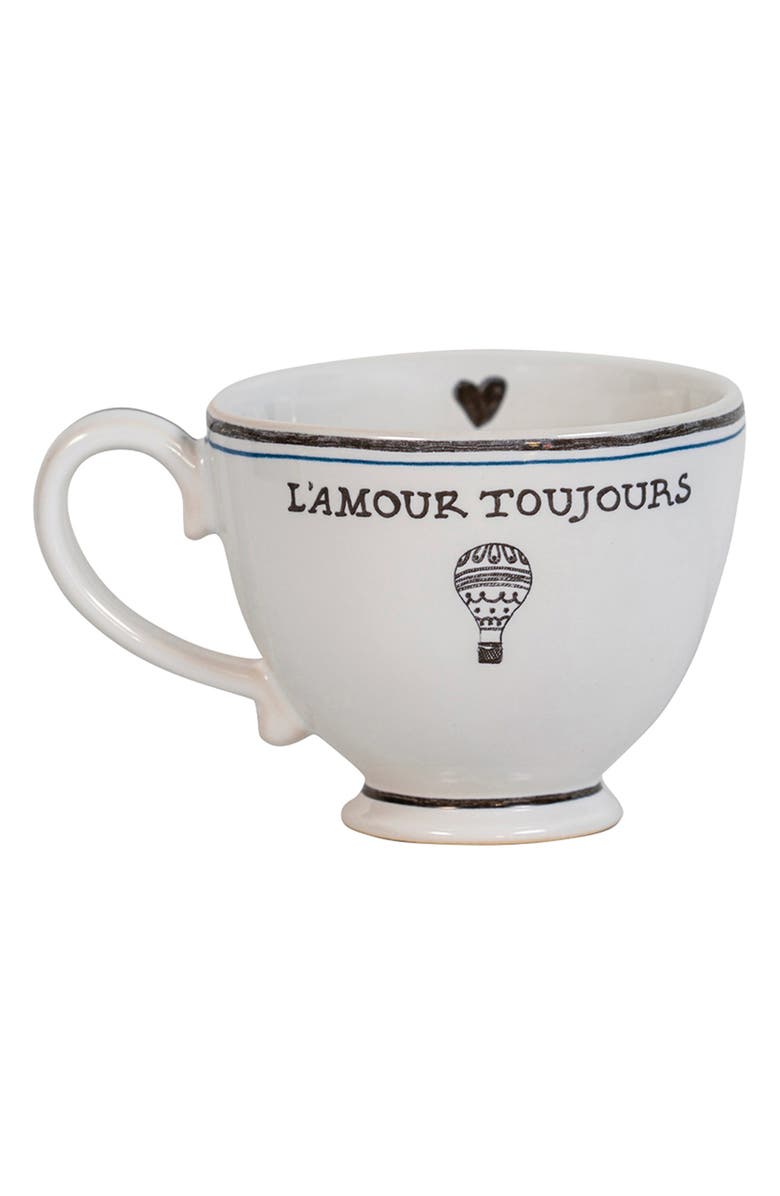 Juliska L'Amour Toujours Breakfast Coffee Cup, Main, color, Whitewash Black
