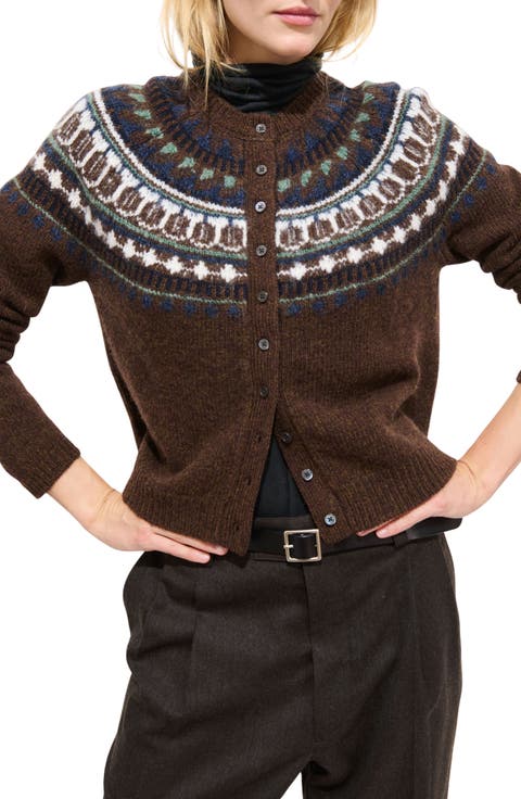 Amina Fair Isle Wool Blend Cardigan