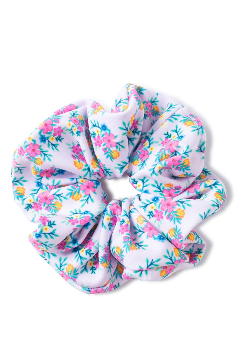 Andy & Evan Kids' Floral Long Sleeve One-Piece Rashguard Swimsuit & Scrunchie Set, Alternate, color, Floral