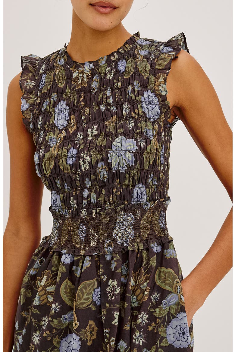Vivier Floral Smocked Sleeveless Dress, Alternate, color, WILLOW
