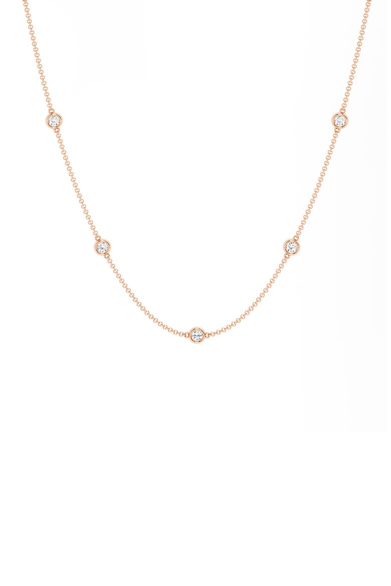 14K Rose Gold Near Colorless Lab Grown Station Chain Diamond Necklace, Main, color, PINK