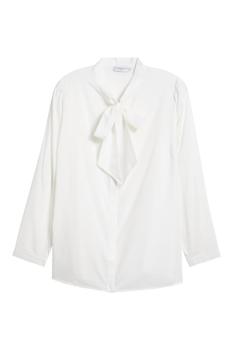 Aveline Tie Neck Button-Up Shirt, Alternate, color, IVORY