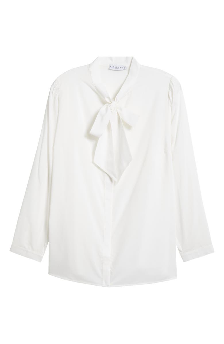 HARSHMAN Aveline Tie Neck Button-Up Shirt, Alternate, color, Ivory