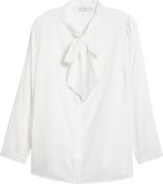 HARSHMAN Aveline Tie Neck Button-Up Shirt