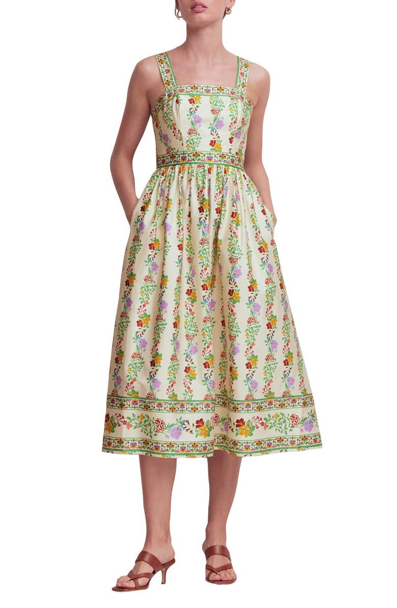 Boden Christina Sleeveless Cotton Midi Dress, Main, color, Ivory Blossom Trail