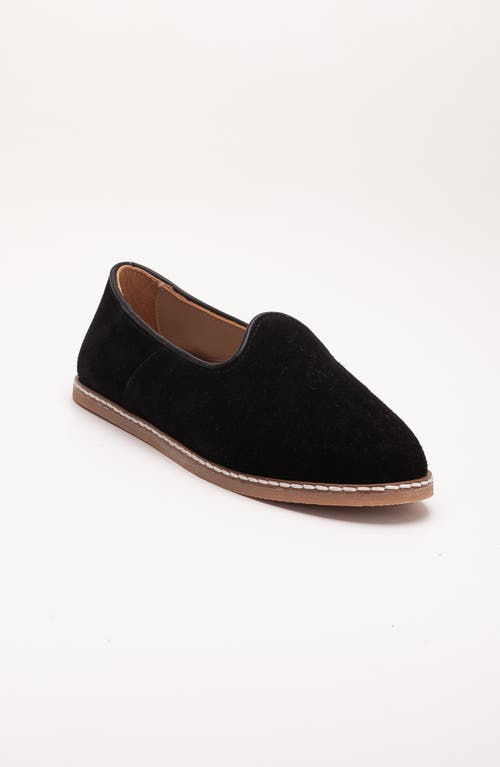 Forever & Always Shoes Istanbul Suede Leather Slip On Flats In Black Suede Leather