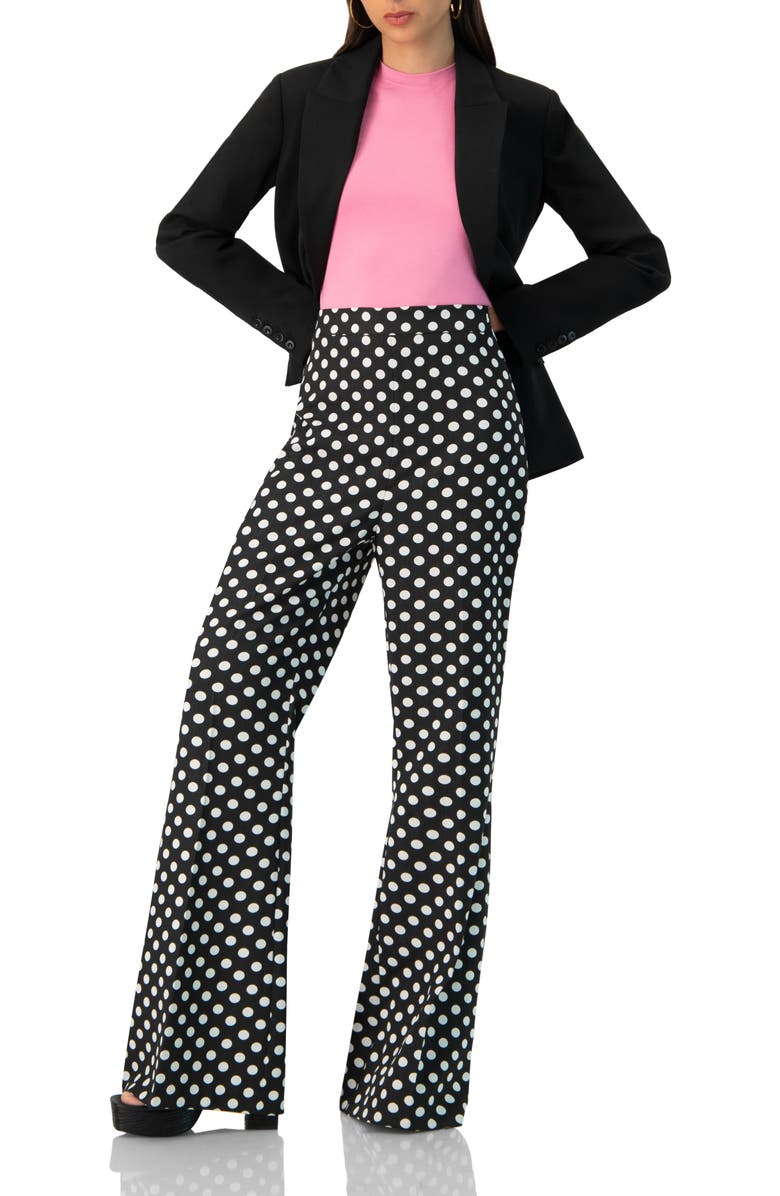 IVONNE Polka Dot Flared Pants, Alternate, color, Black