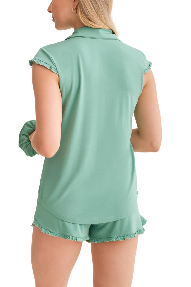 Short Pajamas & Scrunchie Set, Alternate, color, AGAVE GREEN