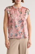ELIE ELIE TAHARI Floral Sleeveless Button-Up Top