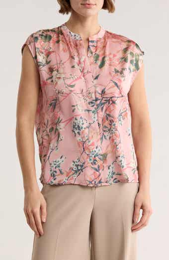 ELIE ELIE TAHARI Floral Sleeveless Button-Up Top