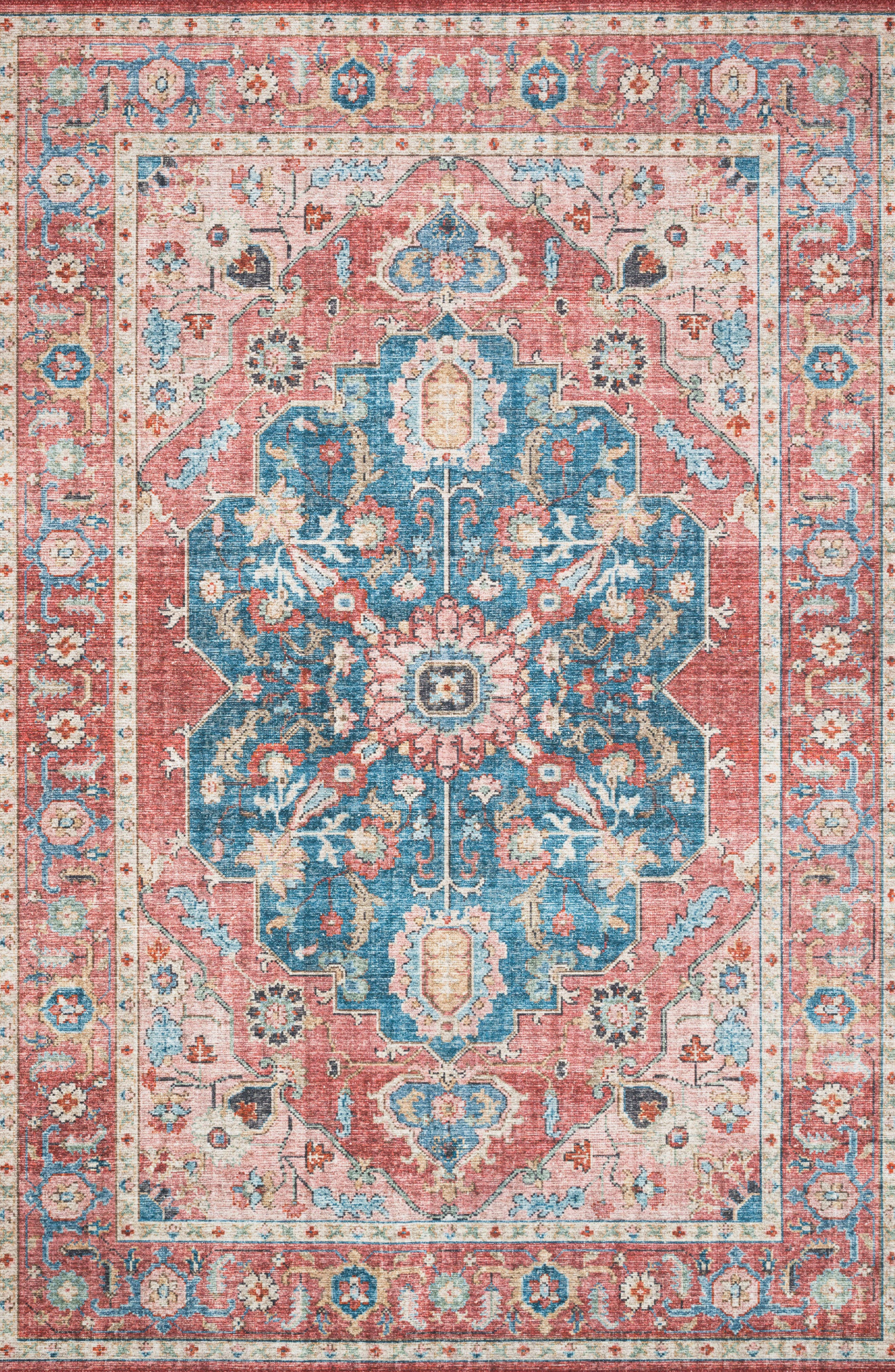 LOLOI II Skye Collection Rug - Brick/Ocean - 7'-6" x 9'-6"