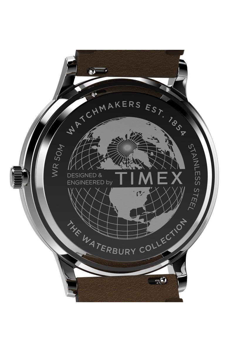 Timex<sup>®</sup> Waterbury Classic Leather Strap Watch, 40mm, Alternate, color, Brown