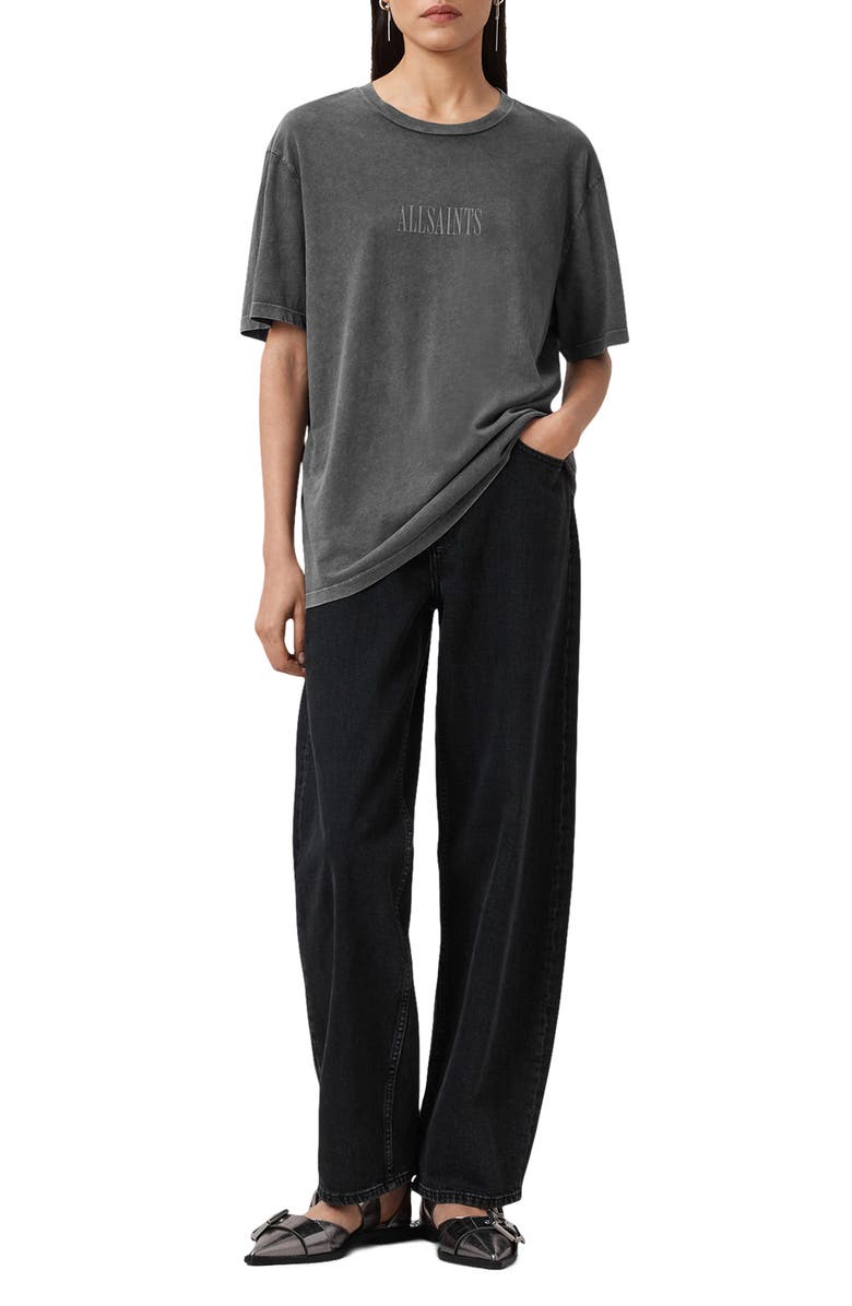 AllSaints Wings Oversize Cotton Graphic T-Shirt, Alternate, color, Washed Black