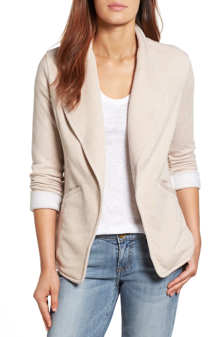 Knit Blazer, Main, color, TAN- WHITE PATTERN