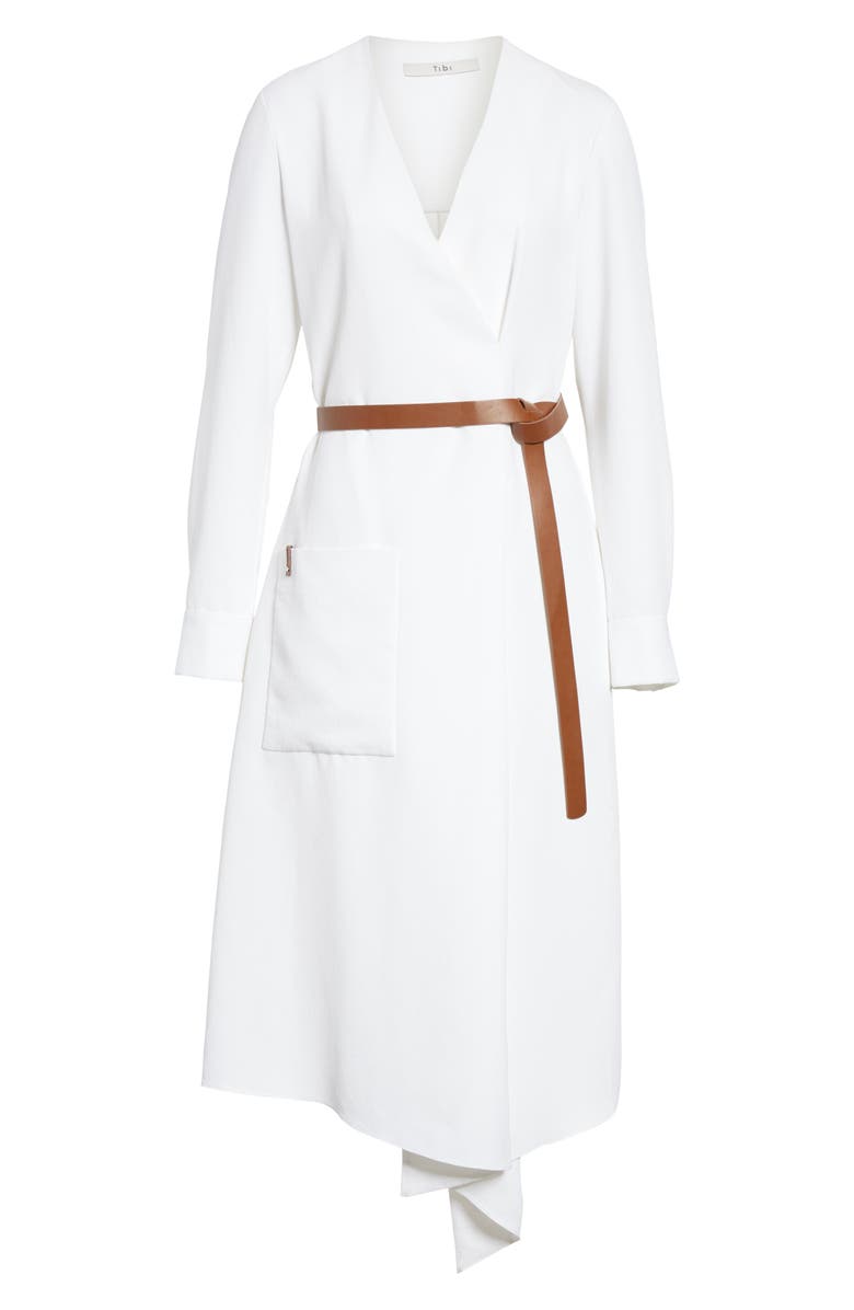 Tibi Drape Twill Midi Wrap Dress, Alternate, color, 