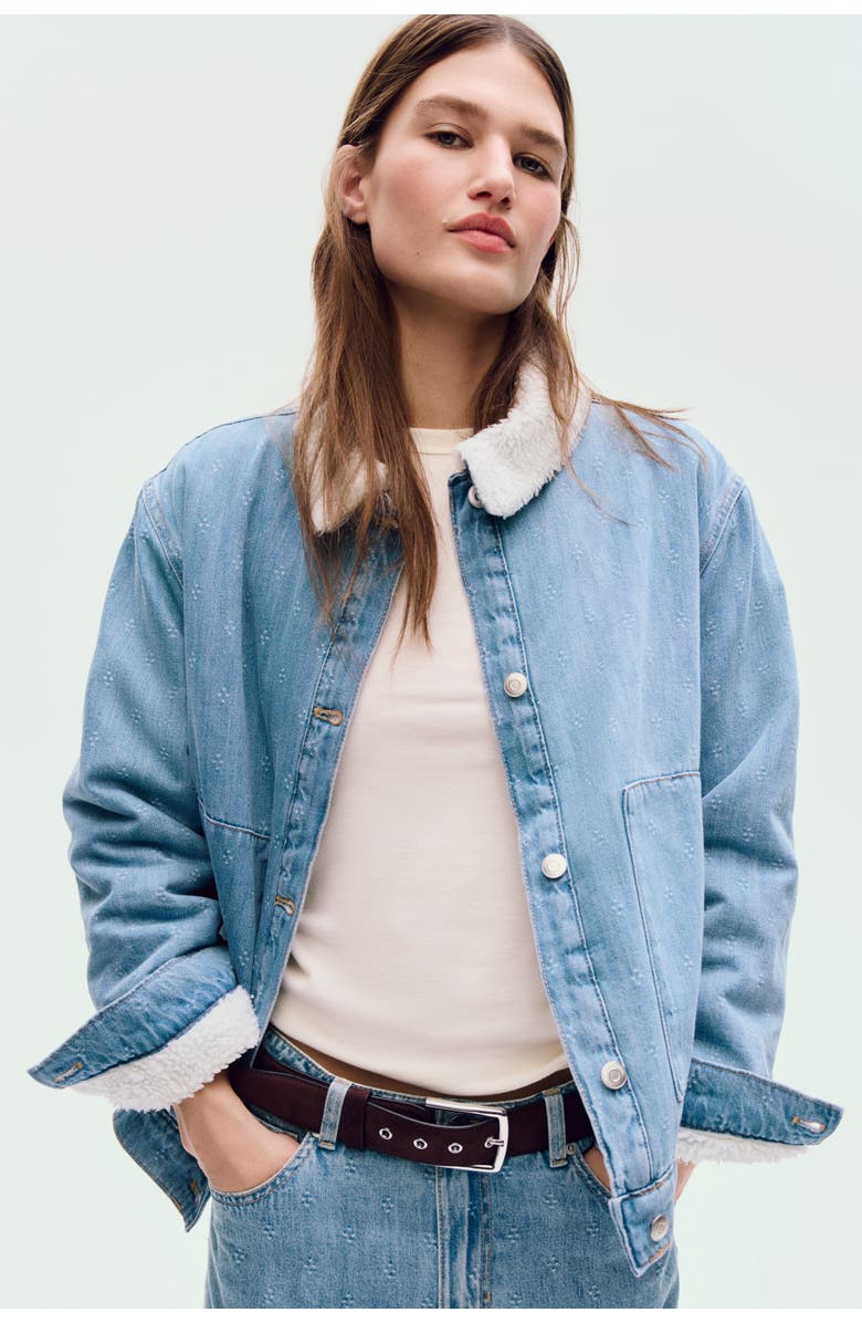 H&M Collared Denim Jacket, Alternate, color, Denim Blue