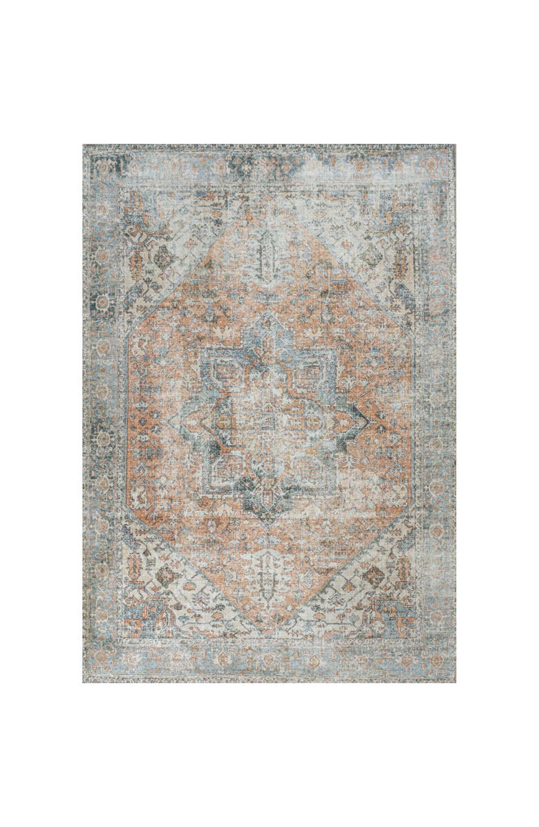 JONATHAN Y Armae Distressed Medallion Chenille Machine-Washable Area Rug, Alternate, color, Terra/Blue