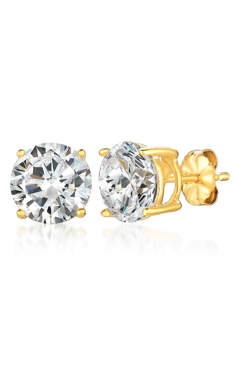 Crislu Cubic Men's Zirconia Stud Earrings, Main, color, 18Kt Yellow Gold