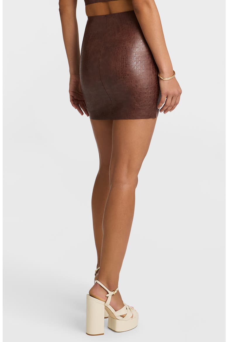 Croc Embossed Faux Leather Miniskirt, Alternate, color, CR03-BROWN CROC