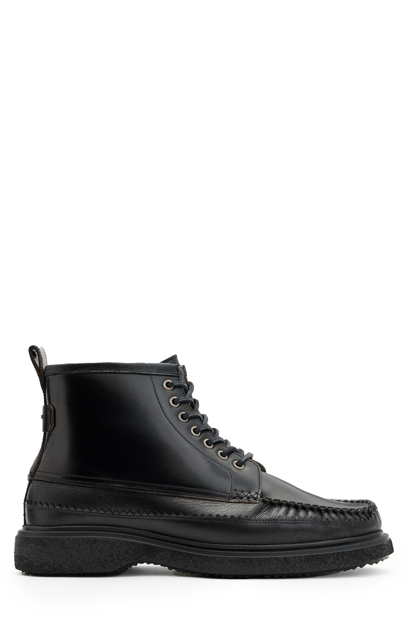 AllSaints Gibbs Moc Toe Boot, Alternate, color, Black