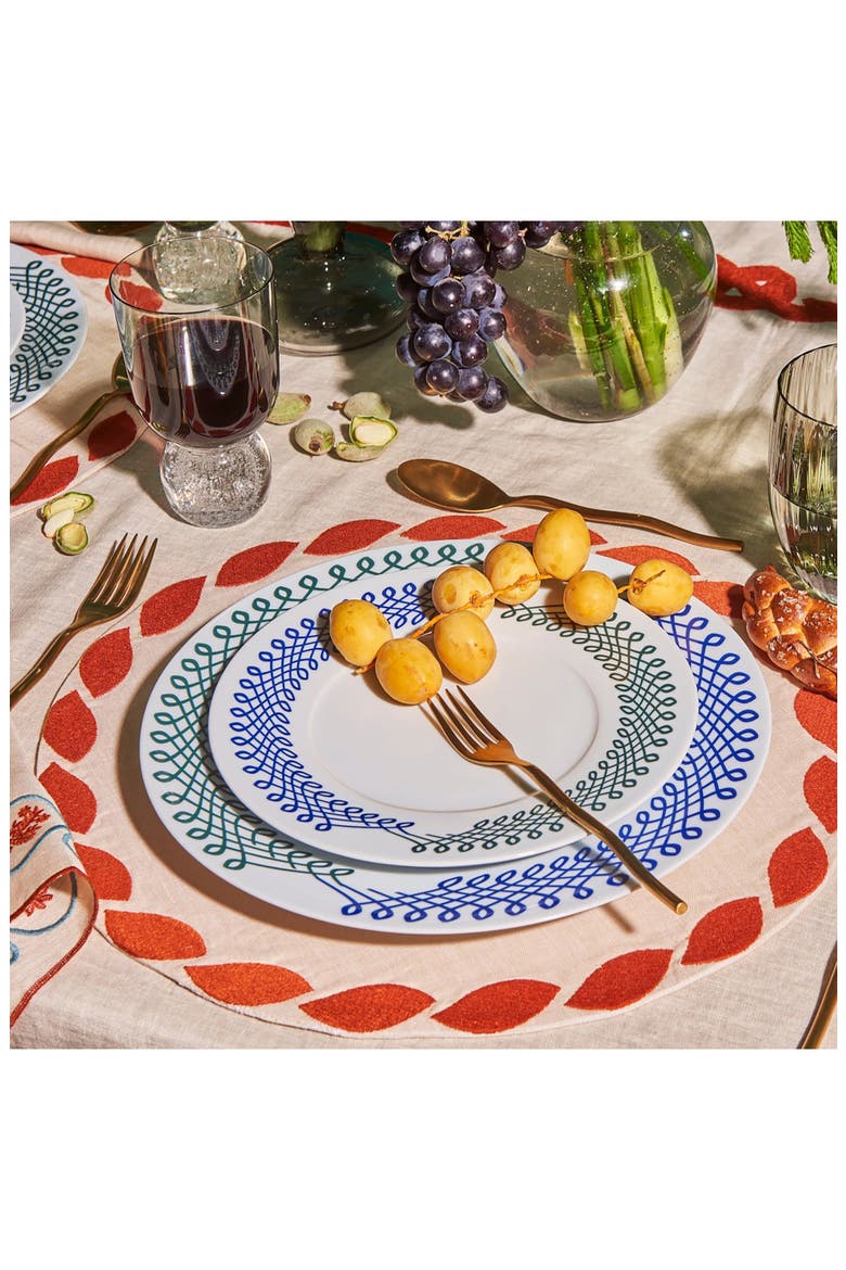 Set of 4 Porcelain Salad Plates, Alternate, color, BLUE/ GREEN