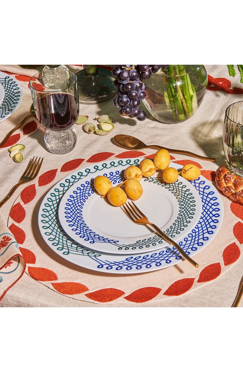 MISETTE Set of 4 Porcelain Salad Plates, Alternate, color, Blue/ Green