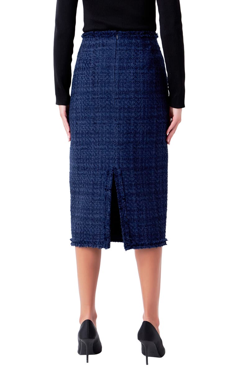 Endless Rose Bouclé Tweed Midi Skirt, Alternate, color, Navy