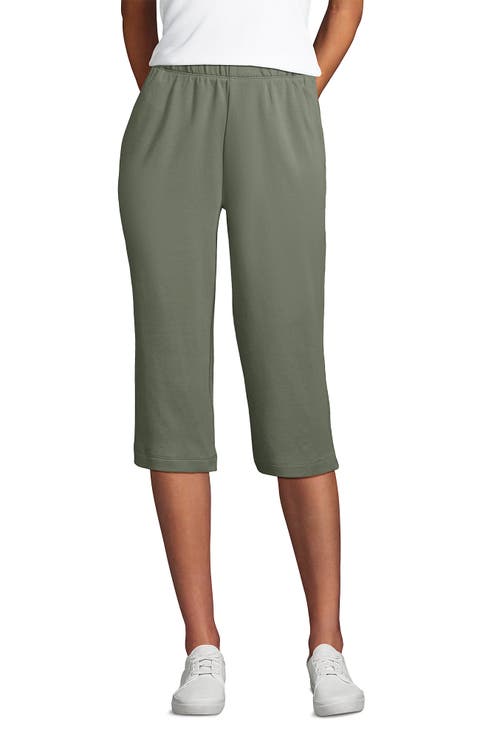 Lands' End Sport Knit High Rise Elastic Waist Capri Pants