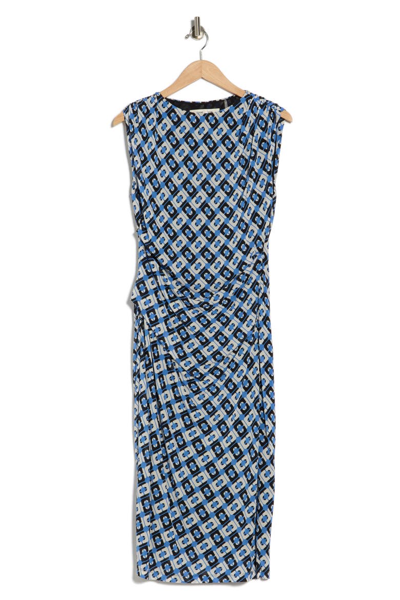 Darrius Cap Sleeve Ruched Midi Dress, Alternate, color, CANE LINK BLUE