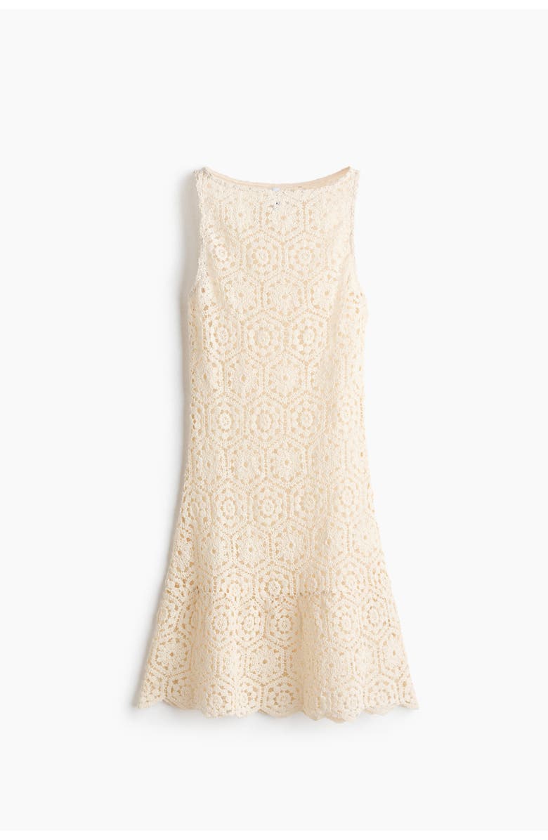 H&M Sleeveless Crochet-look Dress, Main, color, Cream