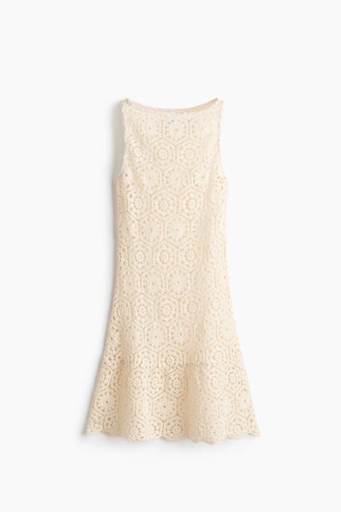 Sleeveless Crochet-look Dress