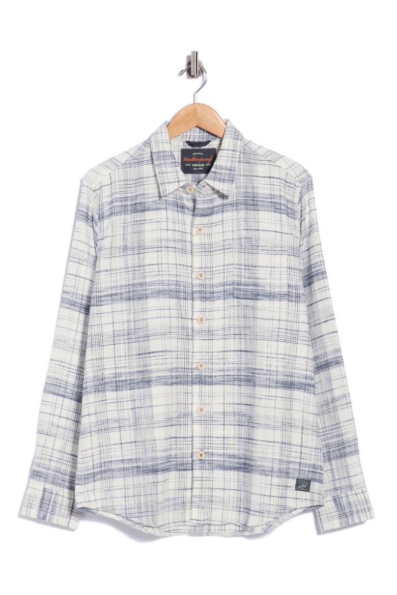 Long Sleeve Marine Slub Plaid Flannel Shirt, Alternate, color, ICICLE