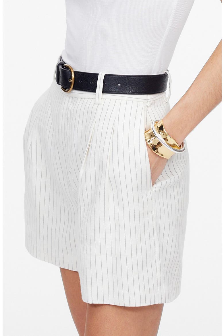 Easy Pleated Linen & Cotton Blend Shorts, Alternate, color, TAN AND BLACK STRIPE