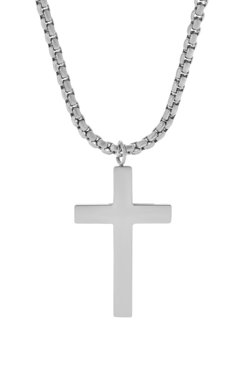 Men's Cross Pendant Necklace, Alternate, color, SILVER