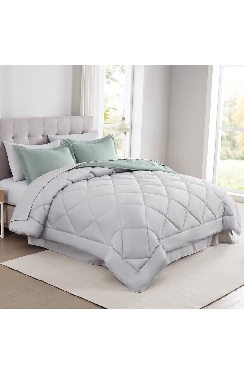 Modern Threads Solid Reversible 7-Piece Comforter Set, Alternate, color, Dusty Sage
