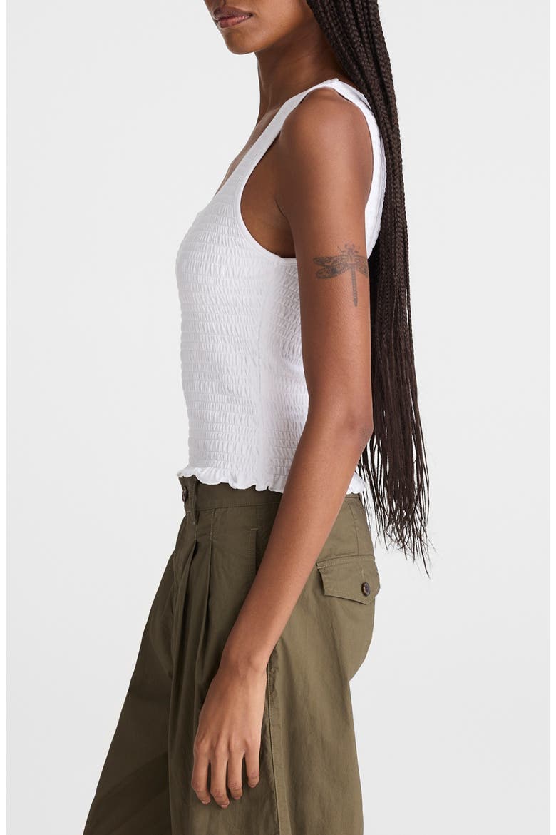Smocked Square Neck Tank, Alternate, color, WHITE