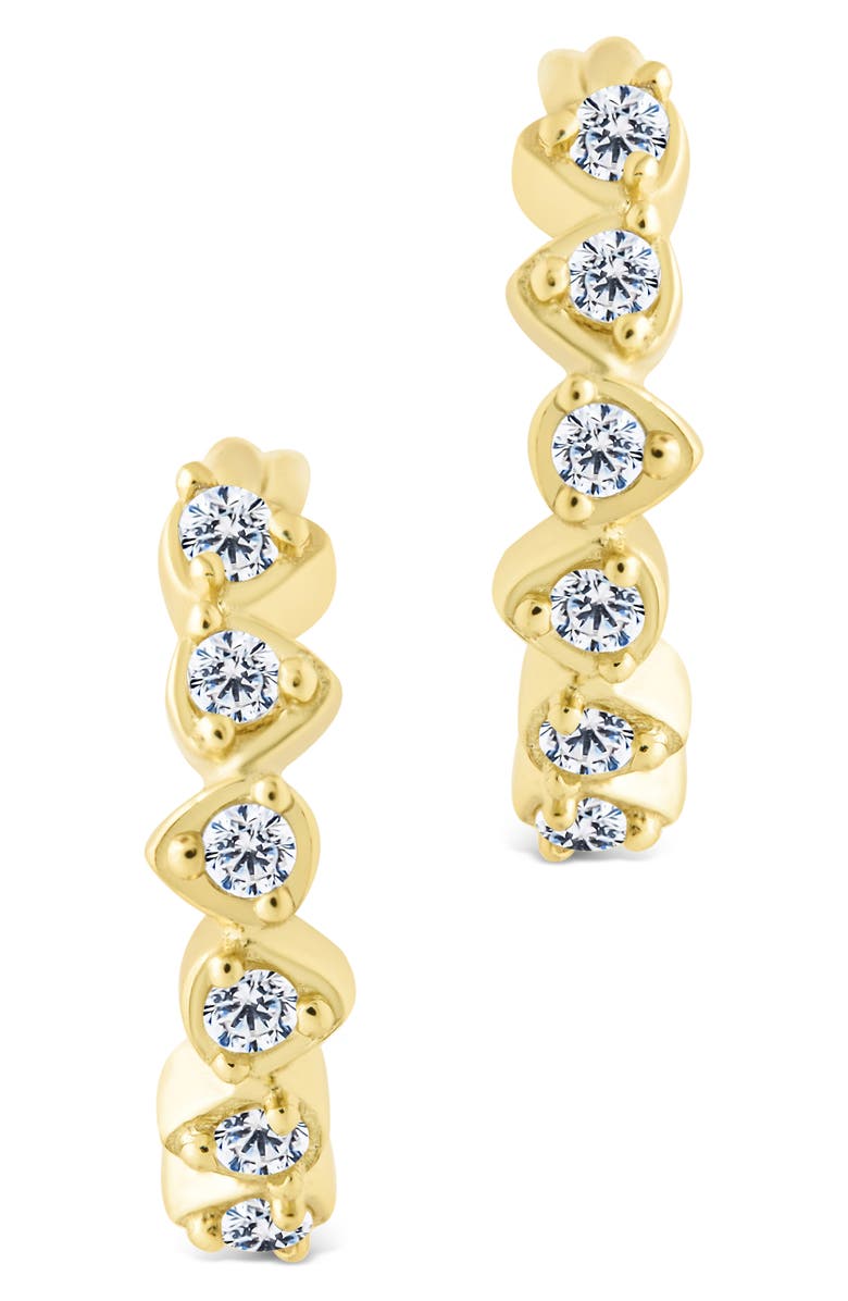 Sterling Forever Cassandra CZ Micro Hoop Earrings, Alternate, color, Gold