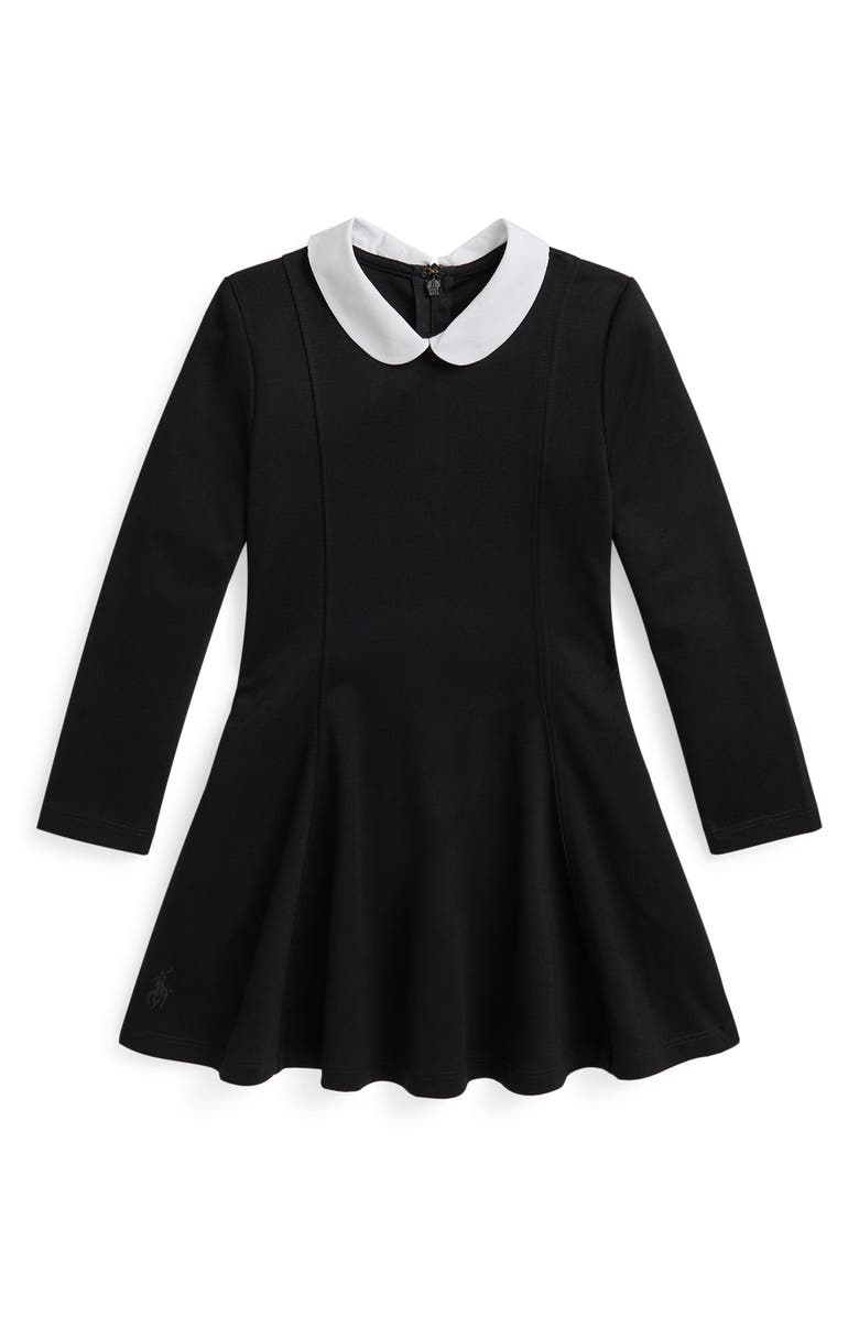 Polo Ralph Lauren Kids' Long Sleeve Ponte Roma Dress, Main, color, Polo Black